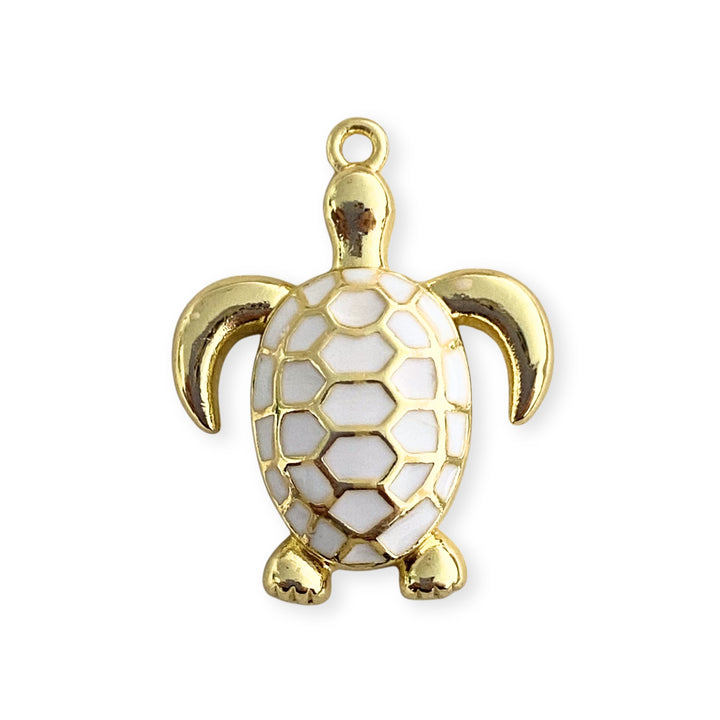 Dije de tortuga de chapa de oro con esmalte