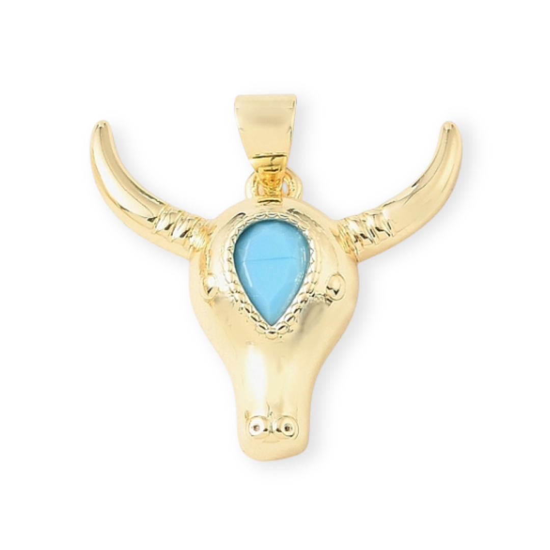 Dije de cabeza de toro de chapa de oro con zirconia
