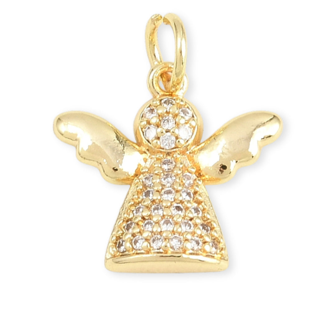 Dije de ángel de chapa de oro con zirconia