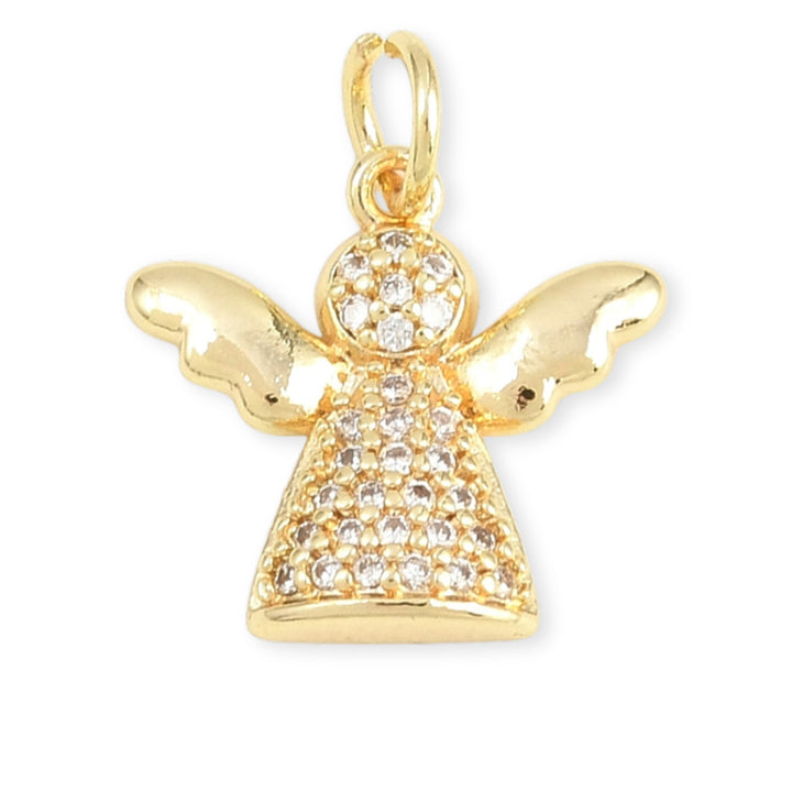 Dije de ángel de chapa de oro con zirconia