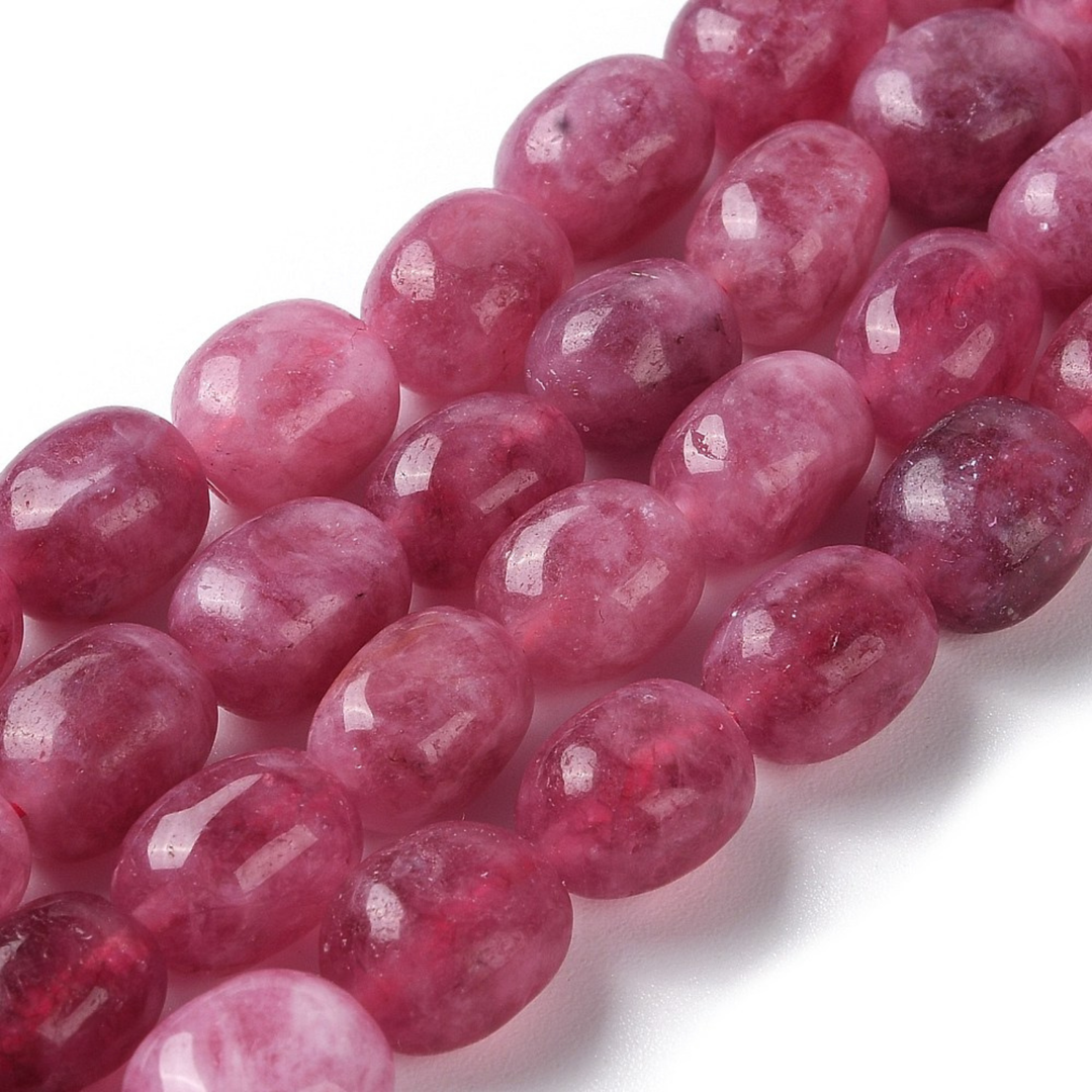 Tira de cuentas de jade natural ovalado de 13 × 10 mm para joyería