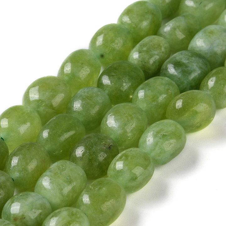 Tira de cuentas de jade natural ovalado de 13 × 10 mm para joyería