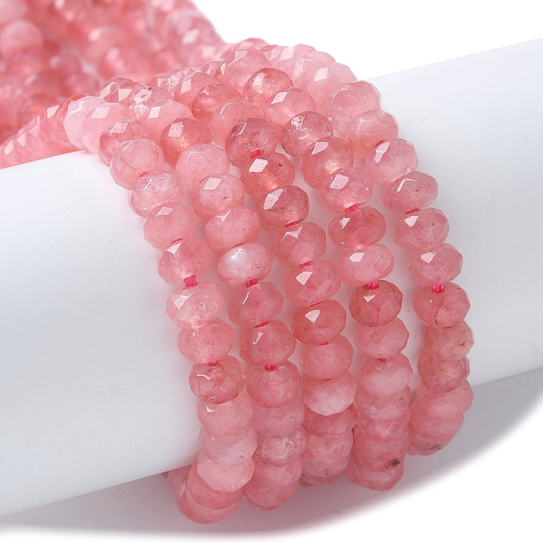 Tira de jade rondel facetado de 4 mm para joyería