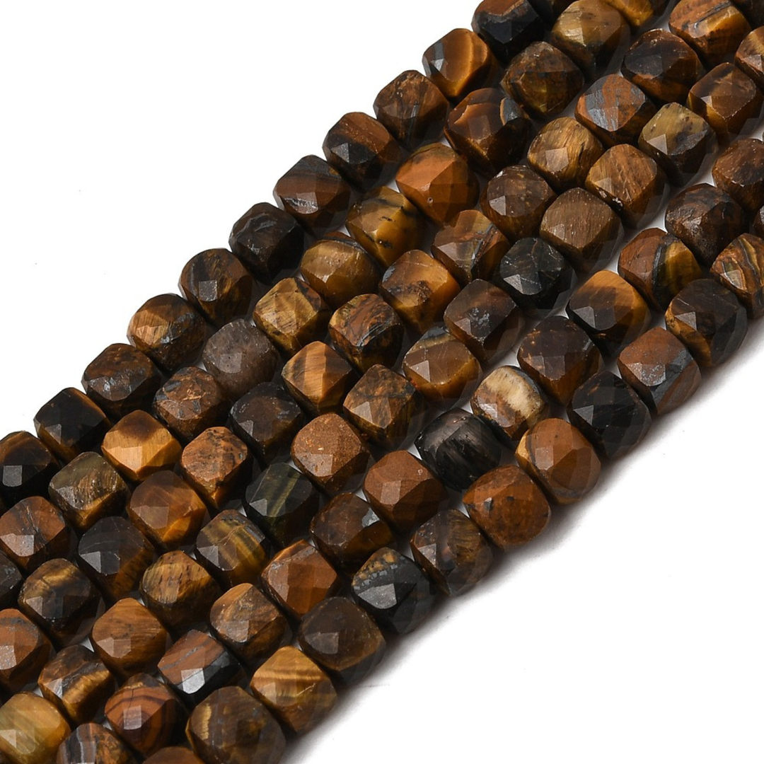 Tira de cuentas de ojo de tigre en cubos de 5 mm para joyería
