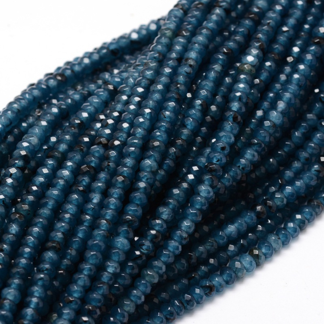 Tira de jade rondel facetado de 4 mm para joyería