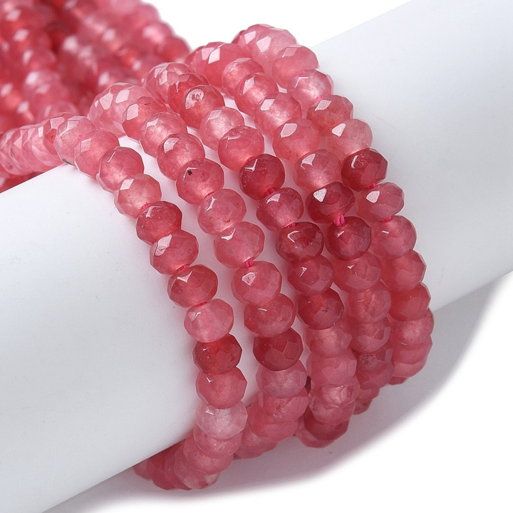 Tira de jade rondel facetado de 4 mm para joyería