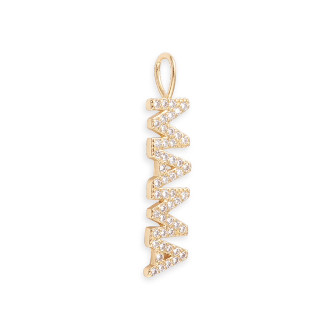 Dije MAMA de chapa de oro con zirconia