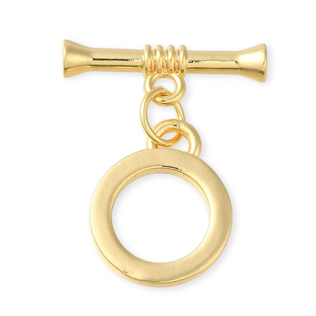 Broche tipo T de chapa de oro con barra y anillo