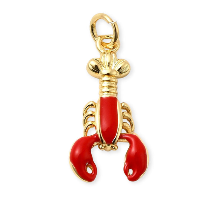 Dije de langosta de chapa de oro con esmalte