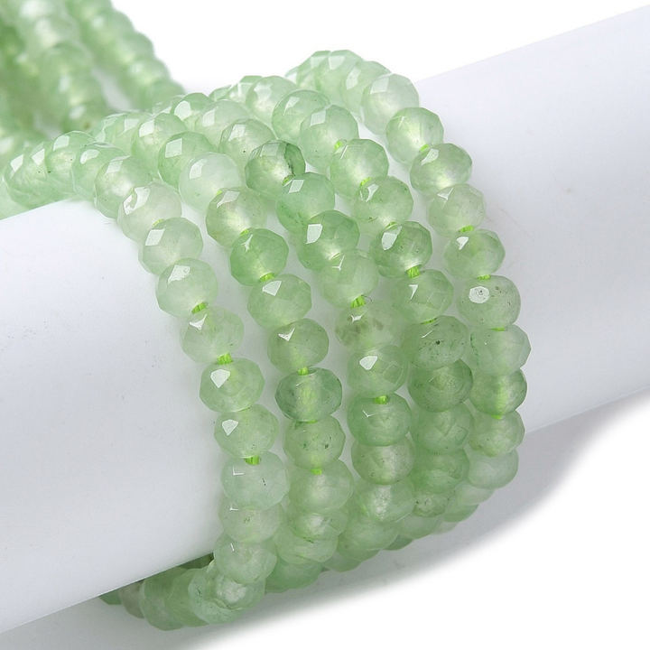 Tira de jade rondel facetado de 4 mm para joyería