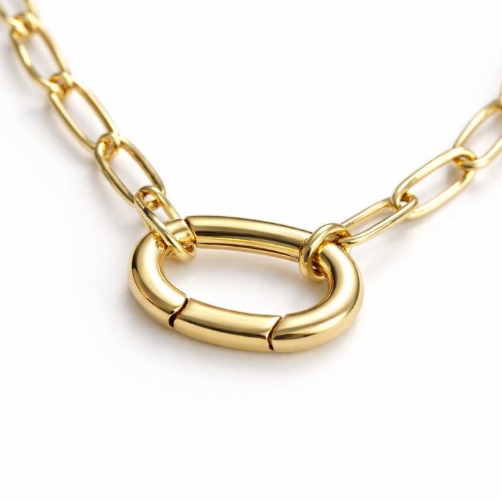 Cadena de chapa de oro con broche ovalado