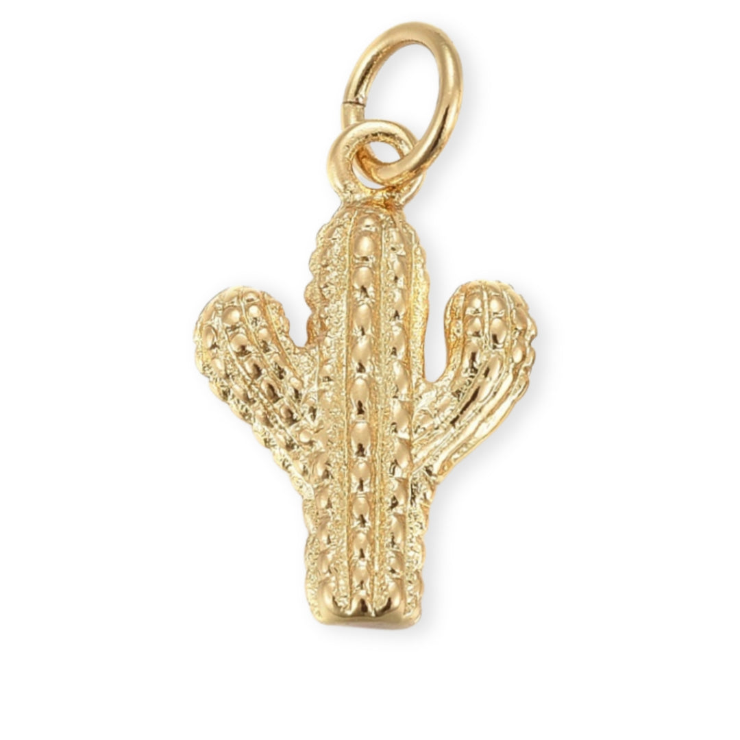 Dije de cactus de chapa de oro