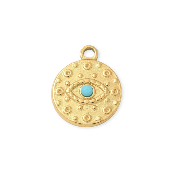 Dije circular de ojo de acero inoxidable con esmalte