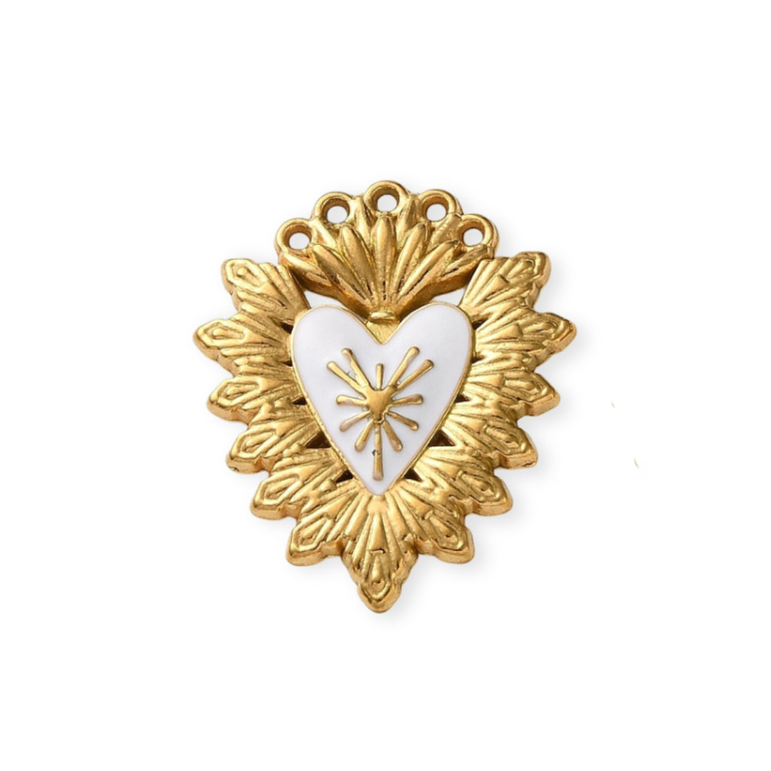 Dije de corazón de acero inoxidable con esmalte