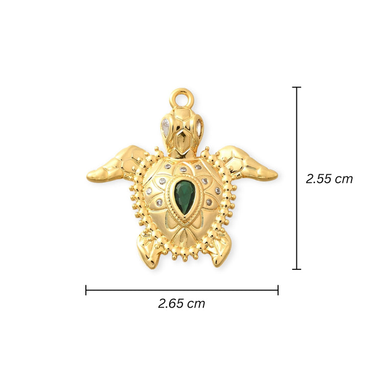 Medidas para Dije tortuga en chapa de oro con zirconia brillante al centro
