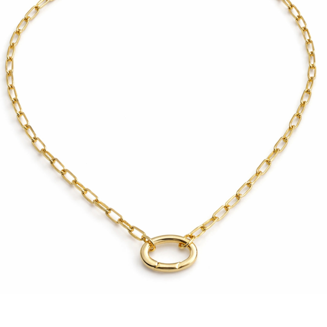 Cadena de chapa de oro con broche ovalado