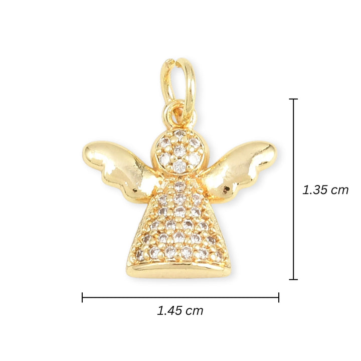 Medidas para Dije de ángel de chapa de oro con zirconia