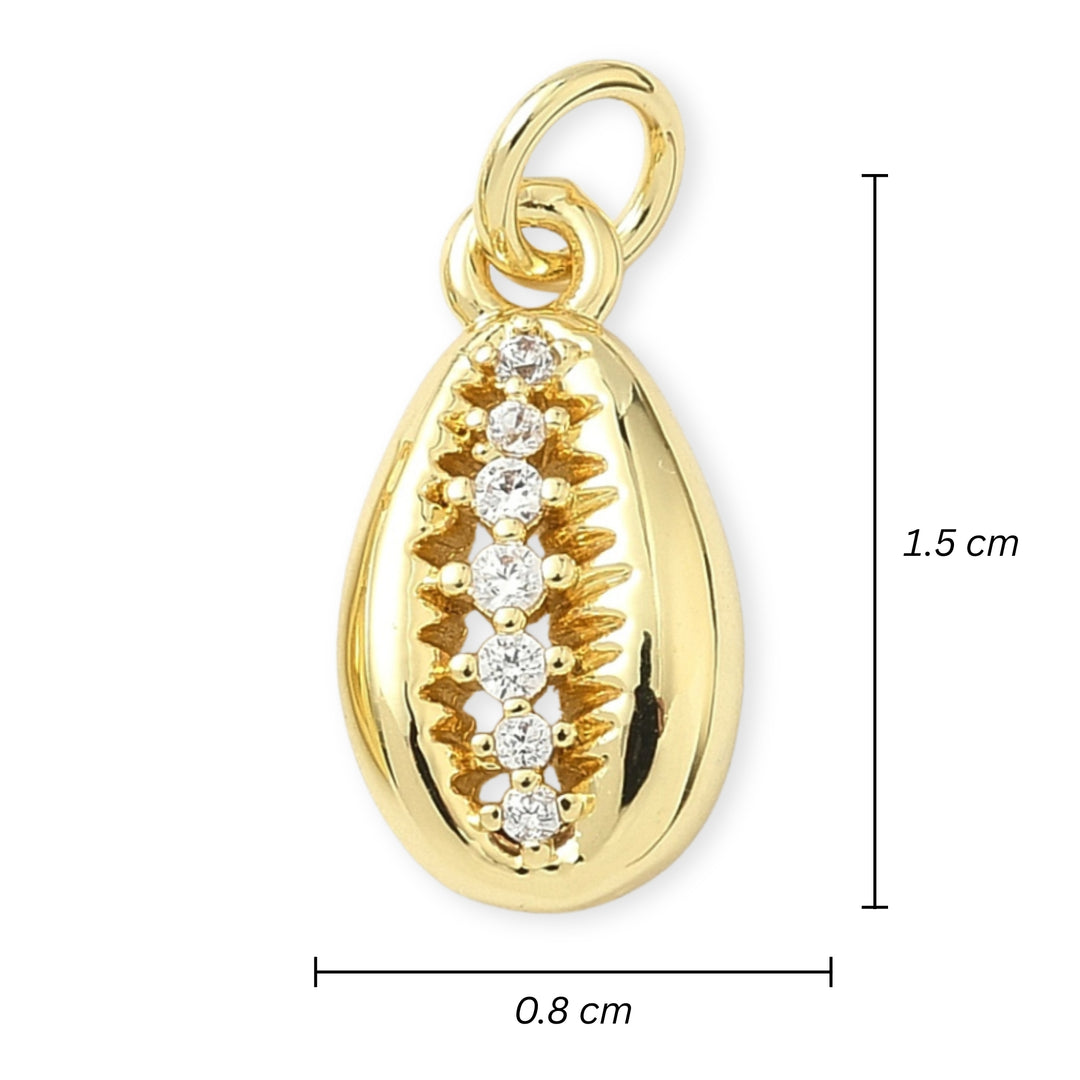 Medidas para Dije caracol dorado en chapa de oro con zirconia