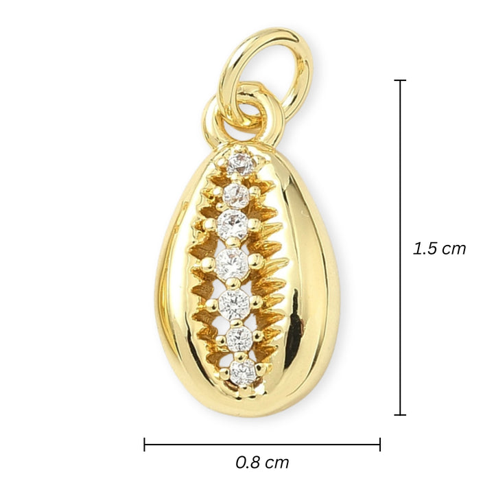 Medidas para Dije caracol dorado en chapa de oro con zirconia