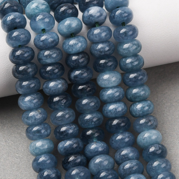 Tira de jade color azul de 8 mm para joyería