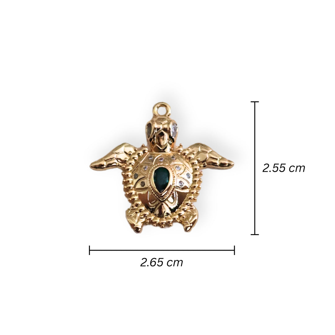 Medidas para dije tortuga en chapa de oro con zirconia brillante al centro