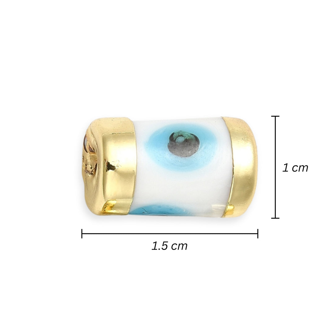 Medidas para Separador cilíndrico de murano con diseño de ojo y marco dorado