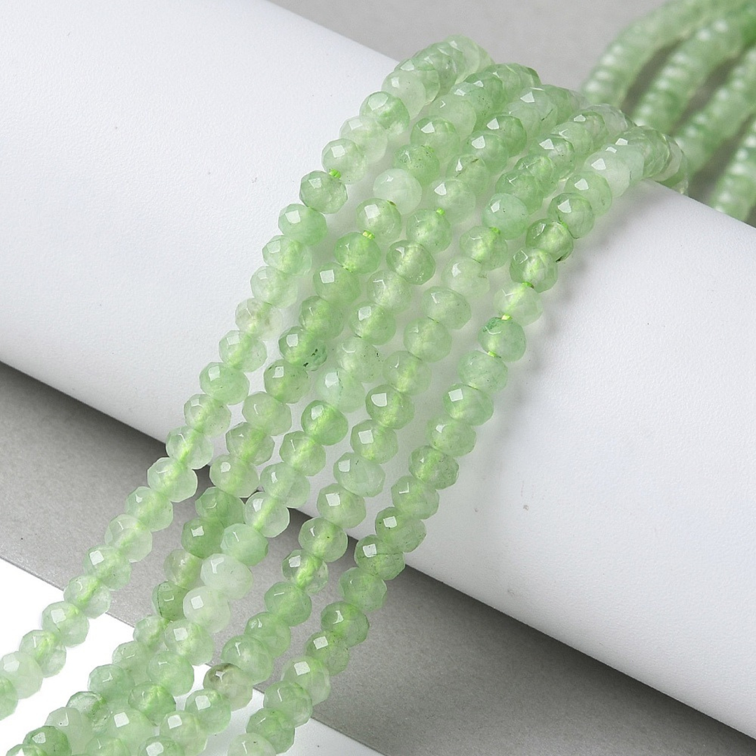 Tira de jade rondel facetado de 4 mm para joyería