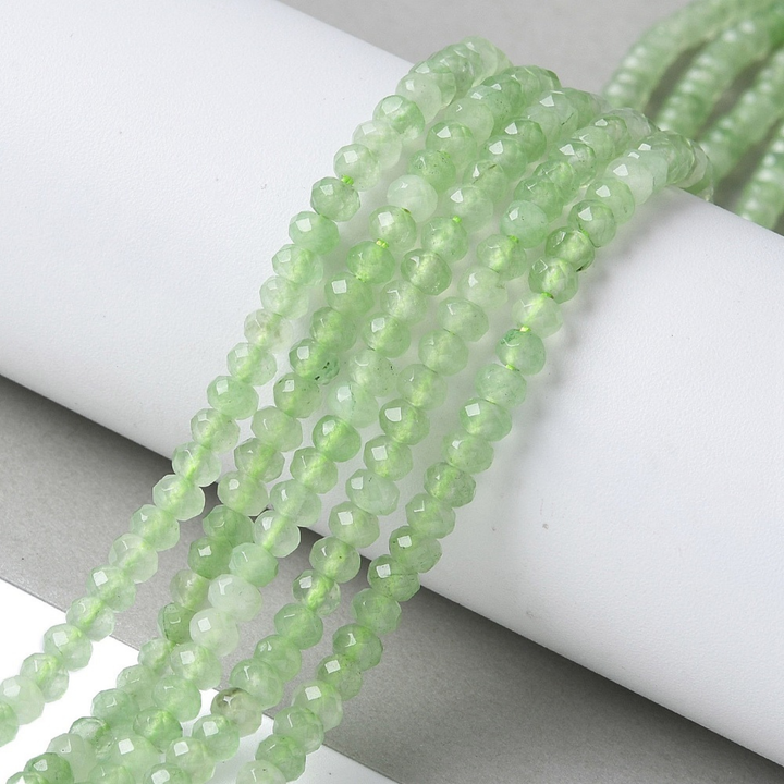 Tira de jade rondel facetado de 4 mm para joyería
