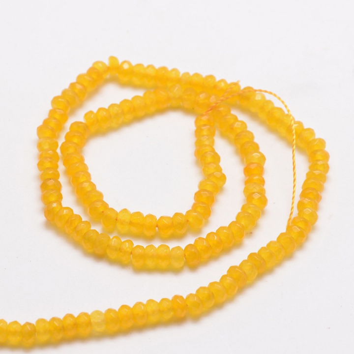 Tira de jade rondel facetado de 4 mm para joyería