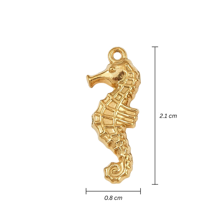 Medidas para Dije caballito de mar en acero inoxidable con diseño estilizado