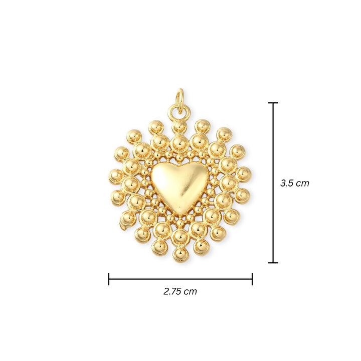 Medidas para Dije de corazón de chapa de oro