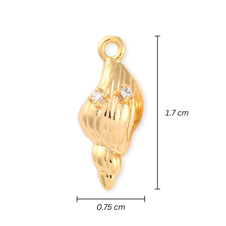 Medidas para Dije de caracol de chapa de oro con zirconia