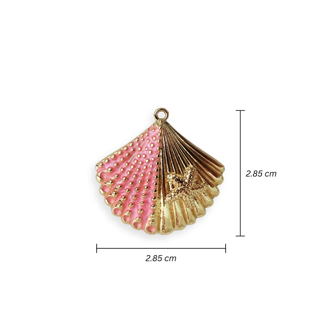 Medidas para dije de concha de chapa de oro con esmaltado rosa