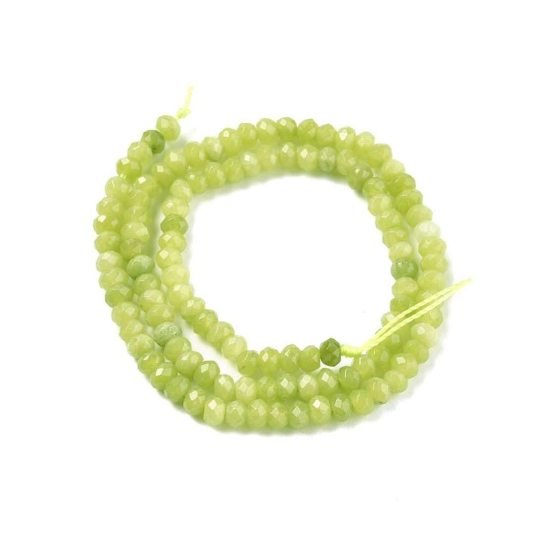 Tira de jade rondel facetado de 4 mm para joyería