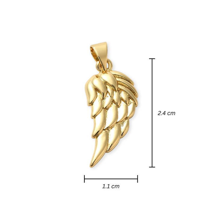 Medidas para Dije de ala de angel de chapa de oro