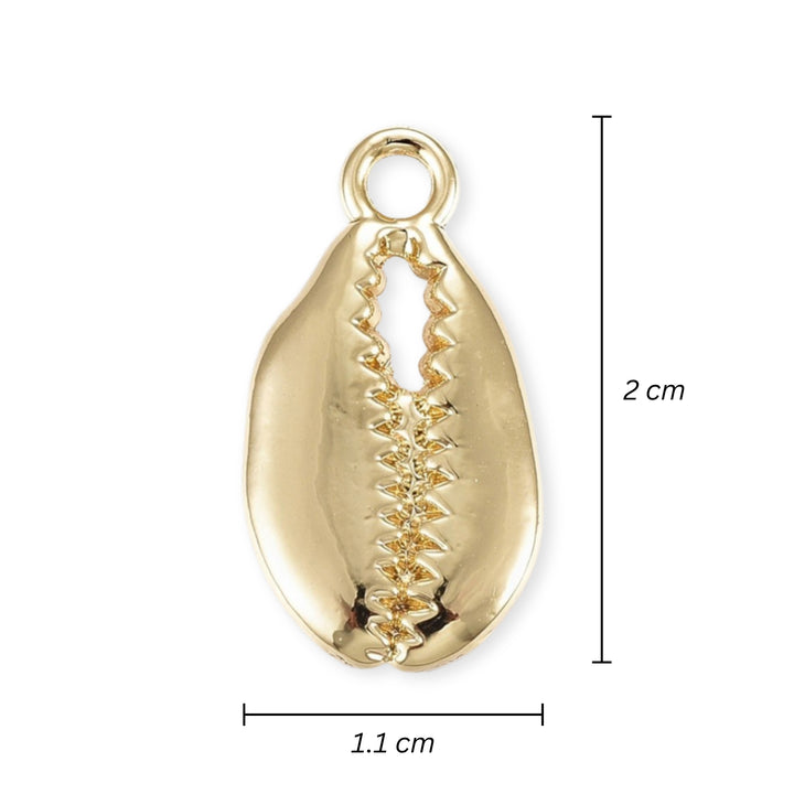 Medidas para Dije en forma de concha dorada de chapa de oro