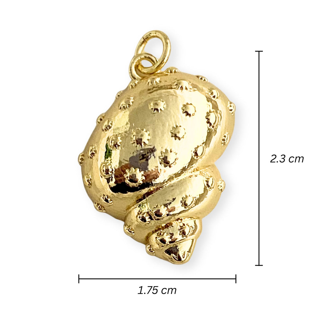Medidas para Dije de caracol de chapa de oro