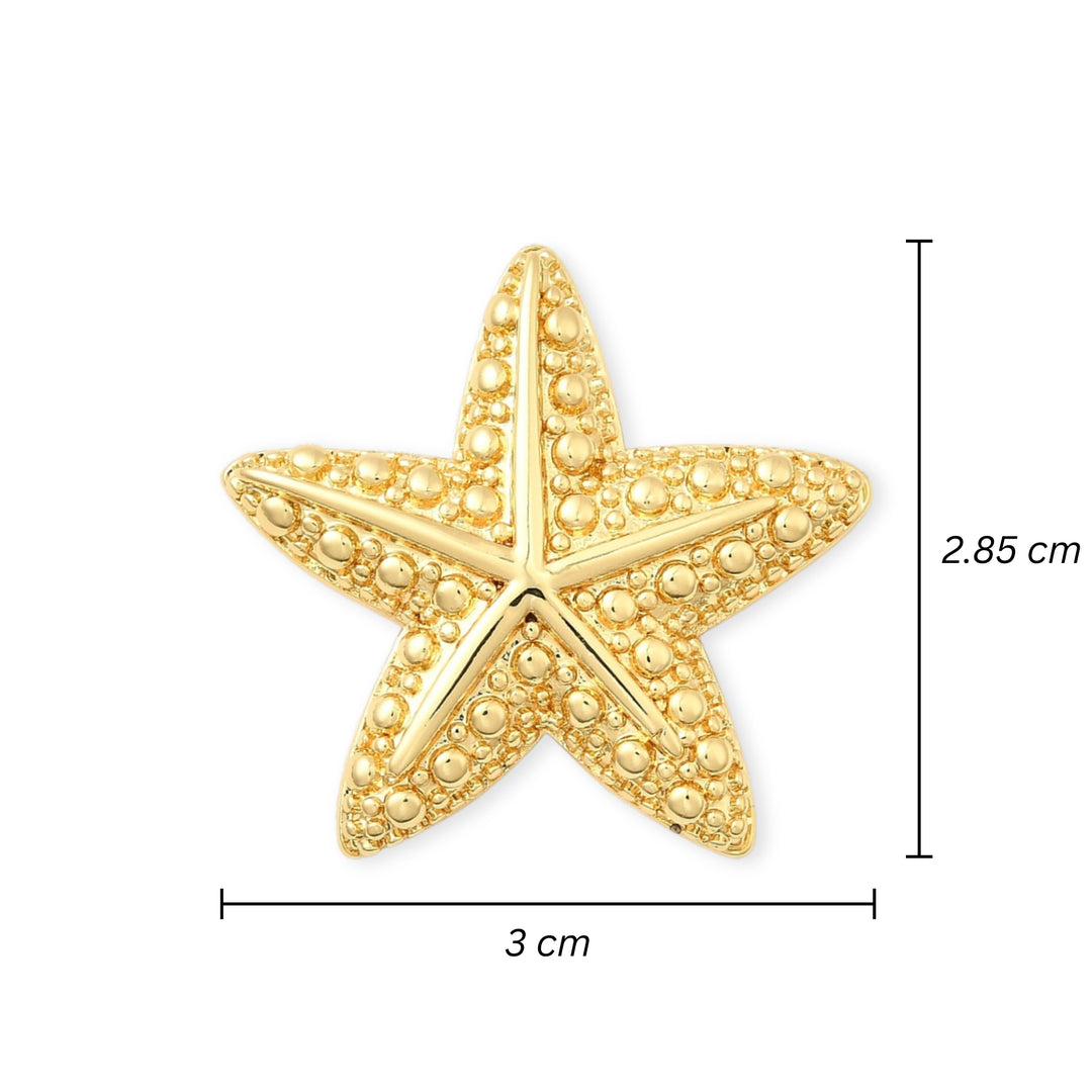 Medidas para Dije dorado en forma de estrella de mar con ojal trasero