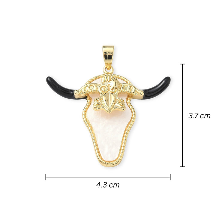Medidas para Dije de cabeza de toro de chapa de oro con esmalte