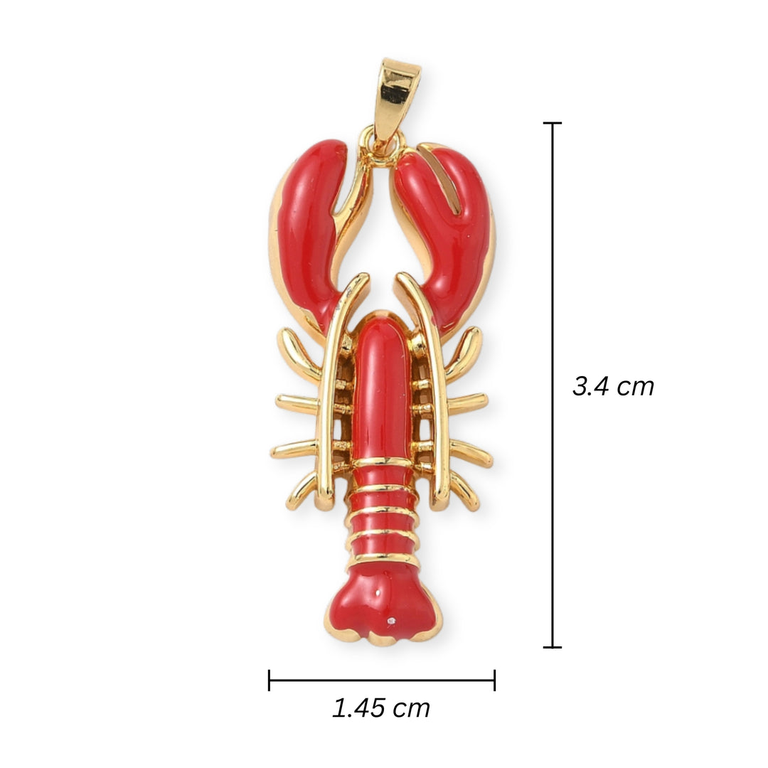 Medidas para Dije de langosta roja esmaltada en chapa de oro