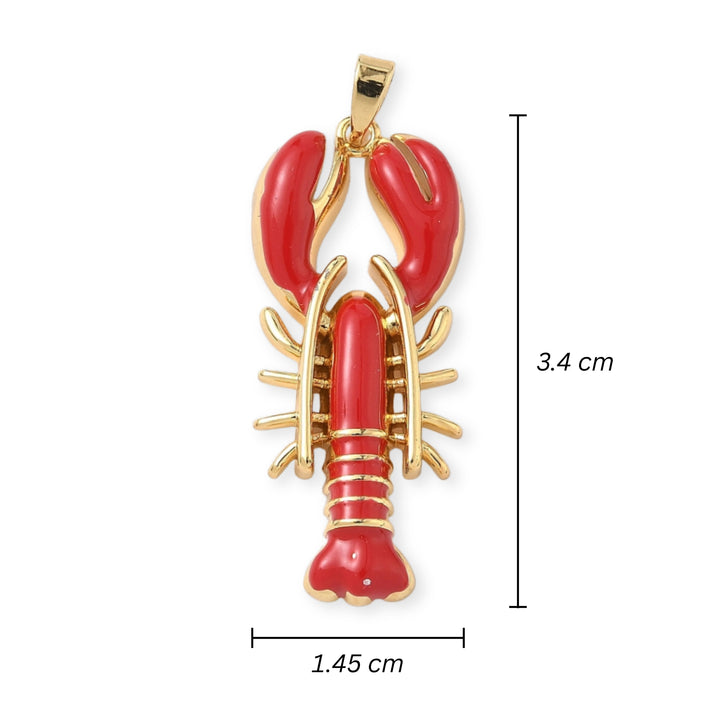 Medidas para Dije de langosta roja esmaltada en chapa de oro