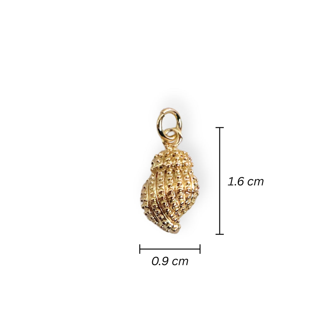 Medidas para dije caracol en chapa de oro con acabado brillante