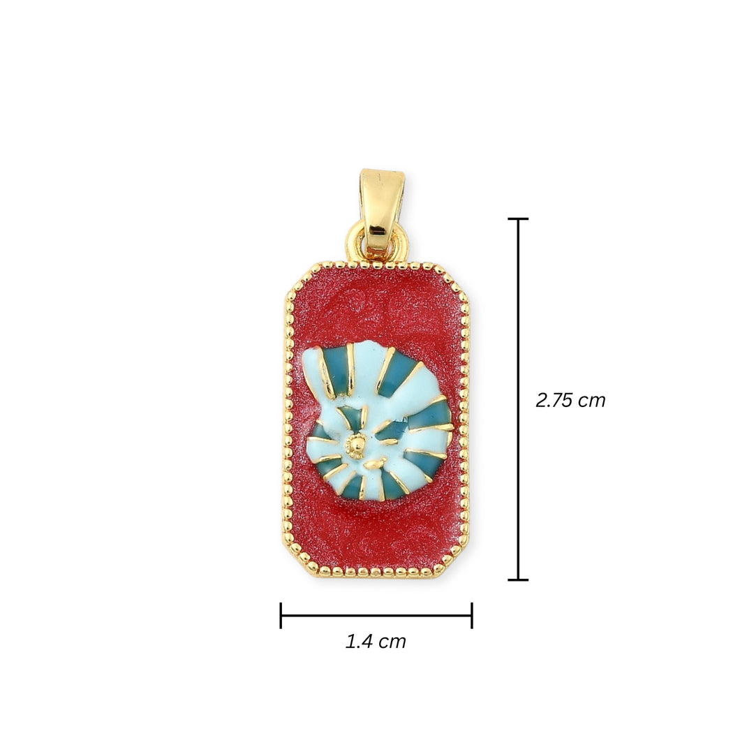 Medidas para Dije rectangular de caracol de chapa de oro con esmalte