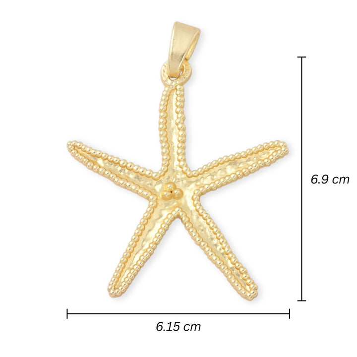 Medidas para Dije estrella de mar grande en chapa de oro con acabado mate