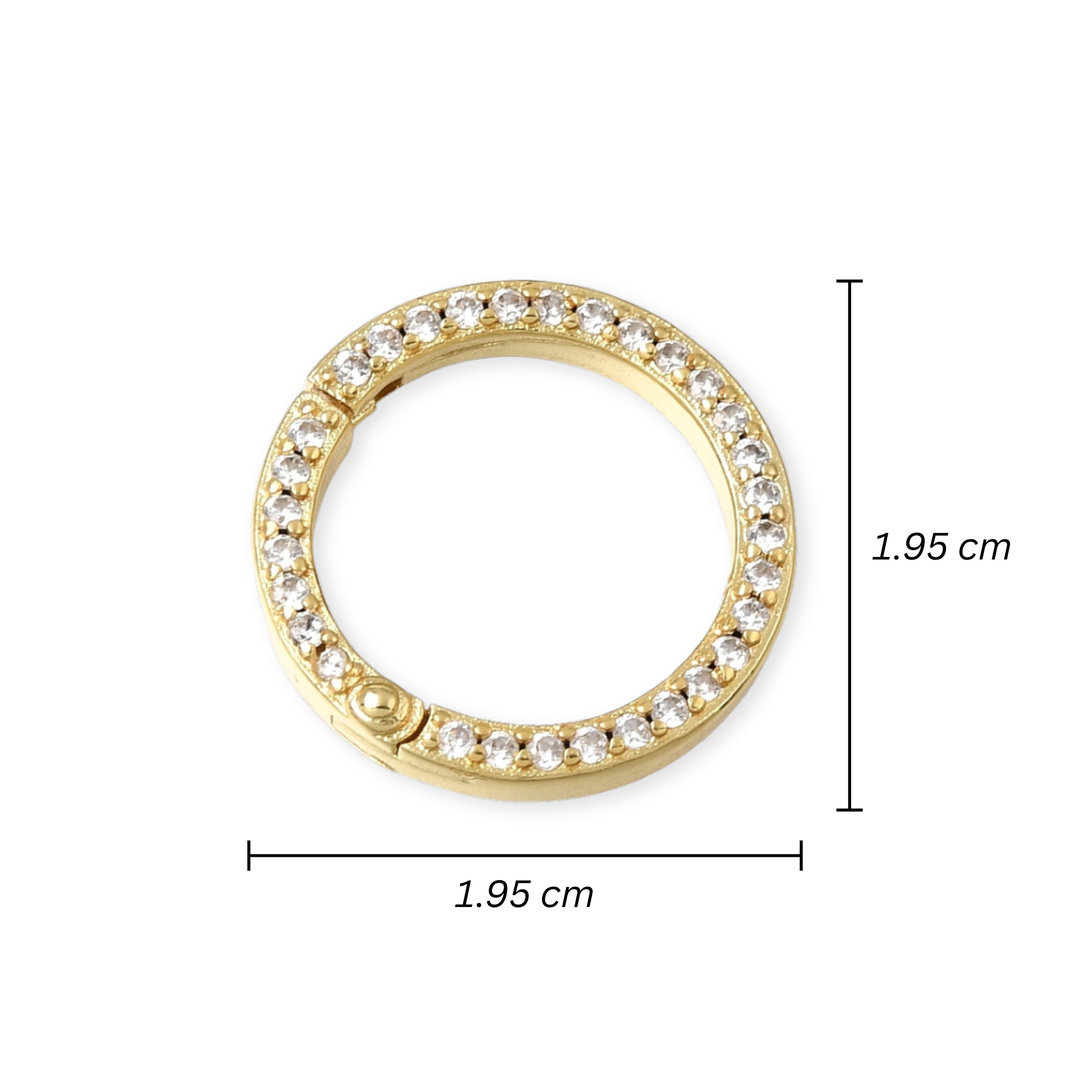Medidas para Broche circular de chapa de oro con zirconia