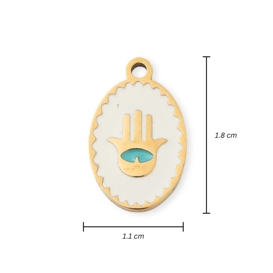 Medidas para Dije de mano de fátima de acero inoxidable con esmalte