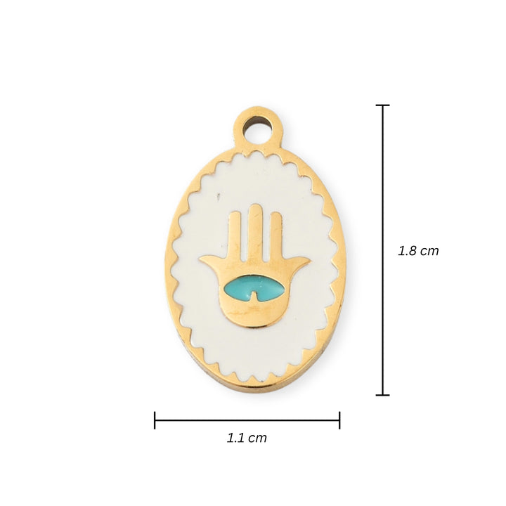 Medidas para Dije de mano de fátima de acero inoxidable con esmalte