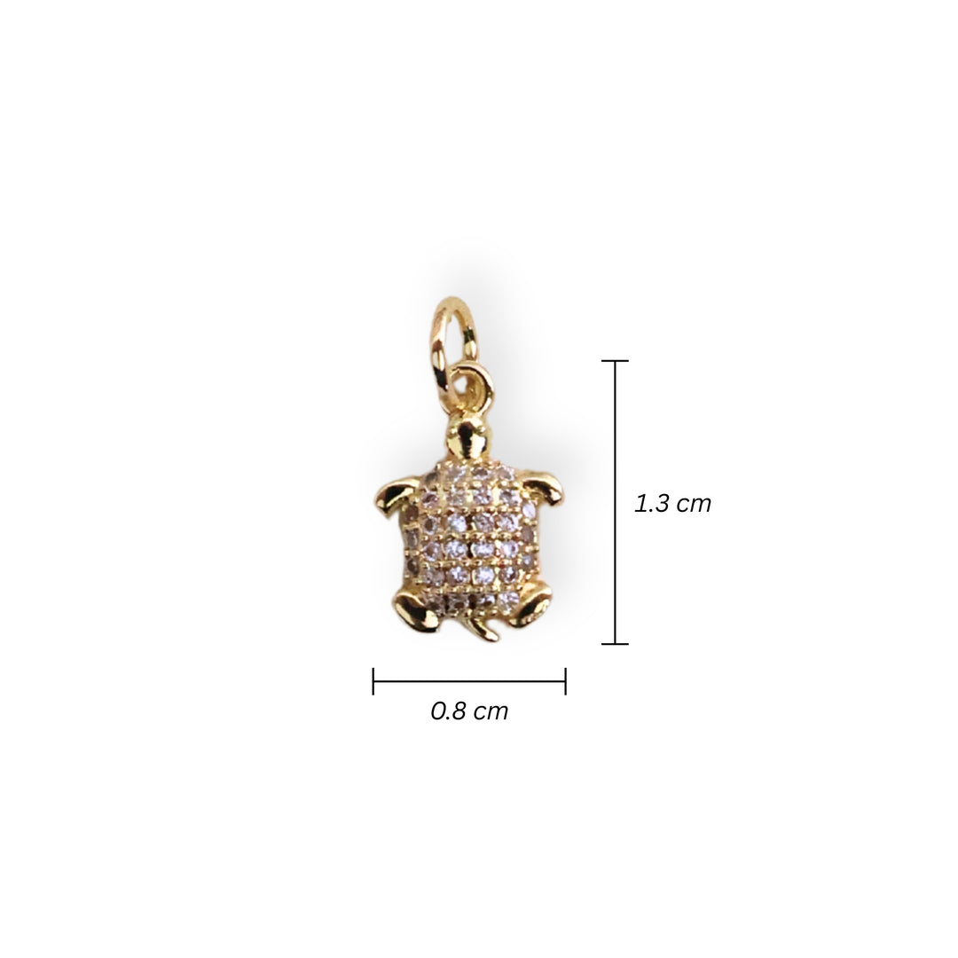 Medidas para dije tortuga en chapa de oro con zirconias brillantes
