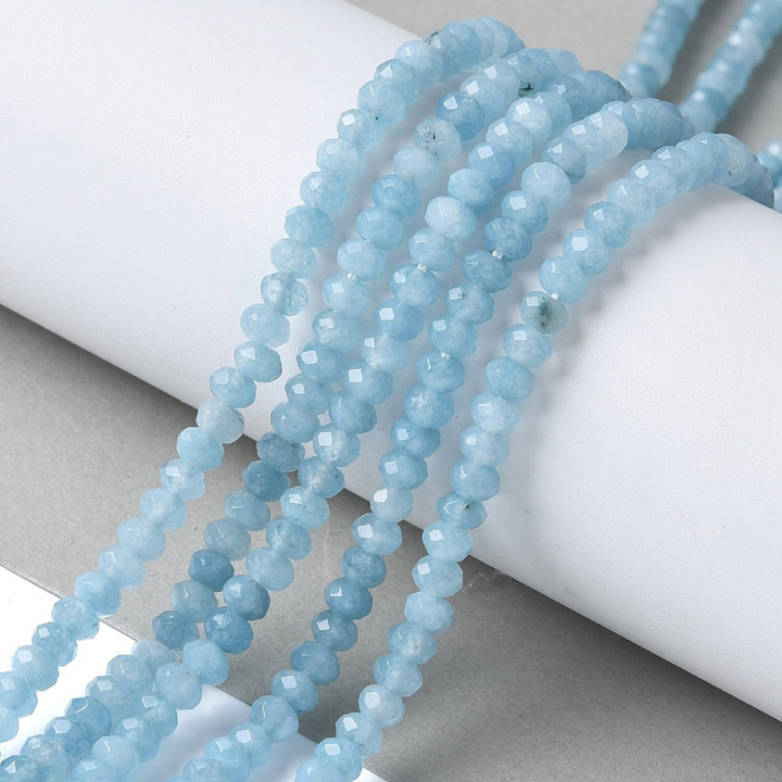 Tira de jade rondel facetado de 4 mm para joyería