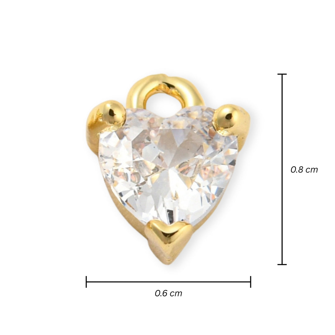 Medidas para Dije corazón de chapa de oro con zirconia